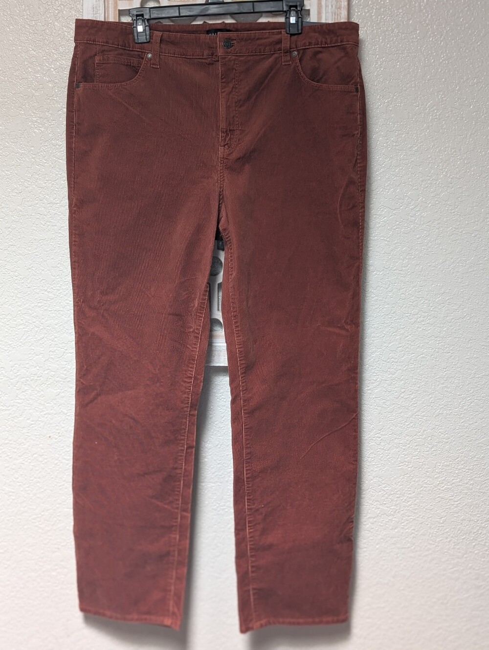 NWT Talbots Womens Rust Corduroy Straight Leg Slimming Pants High Waist Size 16
